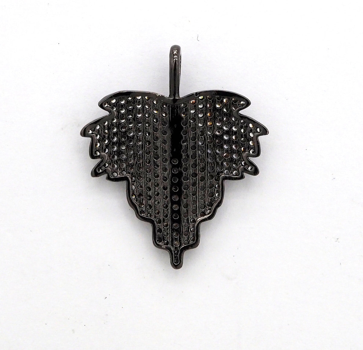 CZ Clear Micro Pave Leaf Charm Pendant, Leaf Shaped Pave Pendant, Gold/Rose Gold/Silver/Gunmetal plated, 31x36mm, Sku#F507