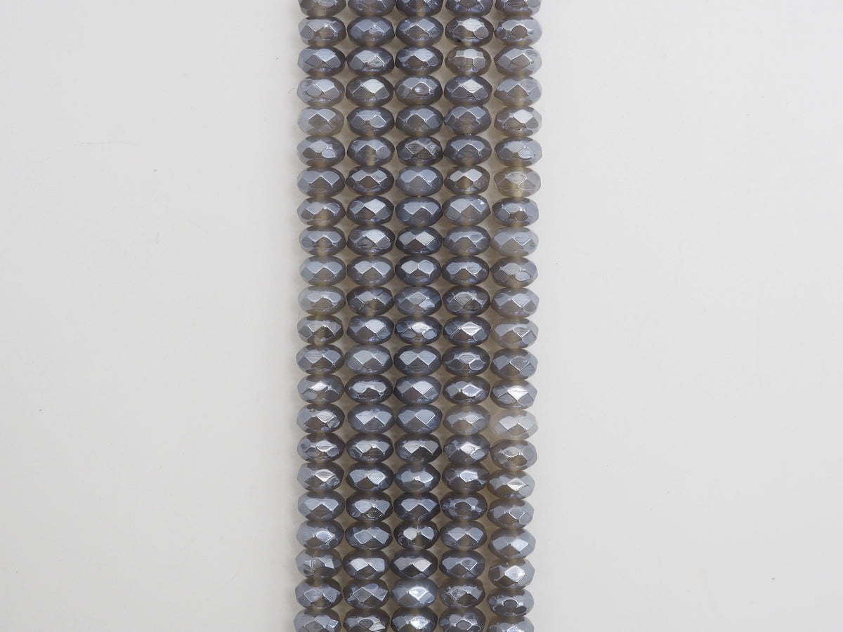 Mystic Coated Natural Gray Agate beads, Rondelle Faceted Beads, 5x8/6x10mm Gemstone Beads, Plated Agate, 16 inch FULL strand, SKU#U278