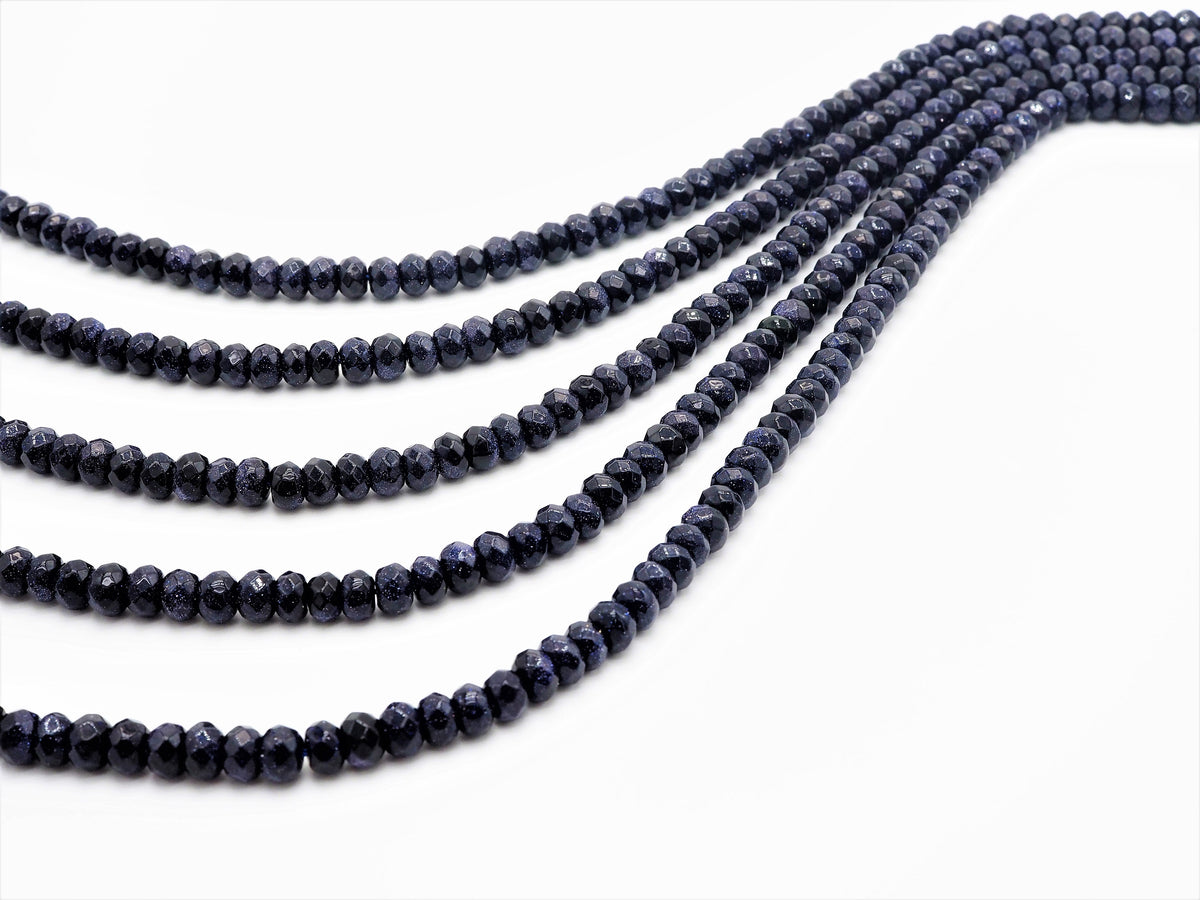 Natural Faceted Blue Goldstone beads, 2x4/4x6/5x8mm Natural Blue Gemstone beads, Natural Goldstone Beads, 15.5inch strand, SKU#U261