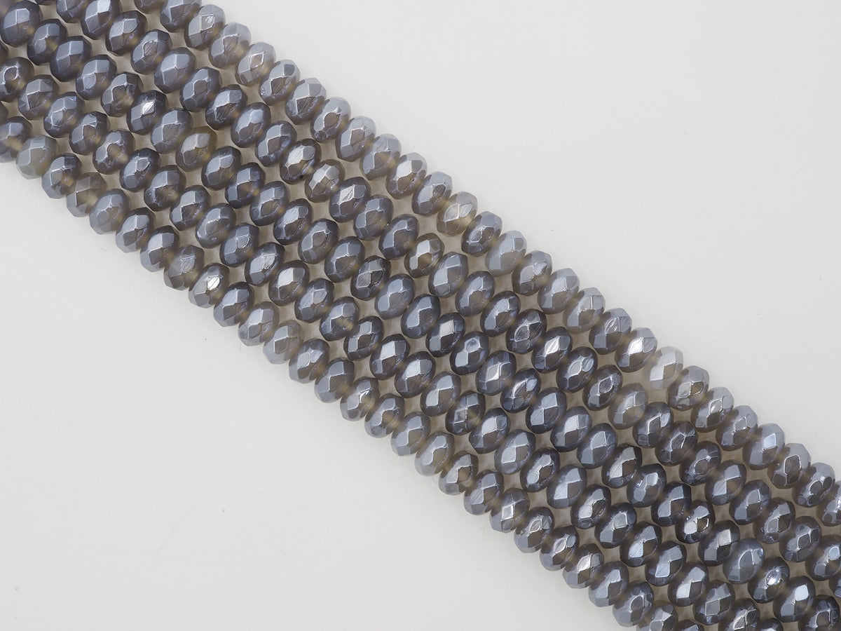 Mystic Coated Natural Gray Agate beads, Rondelle Faceted Beads, 5x8/6x10mm Gemstone Beads, Plated Agate, 16 inch FULL strand, SKU#U278
