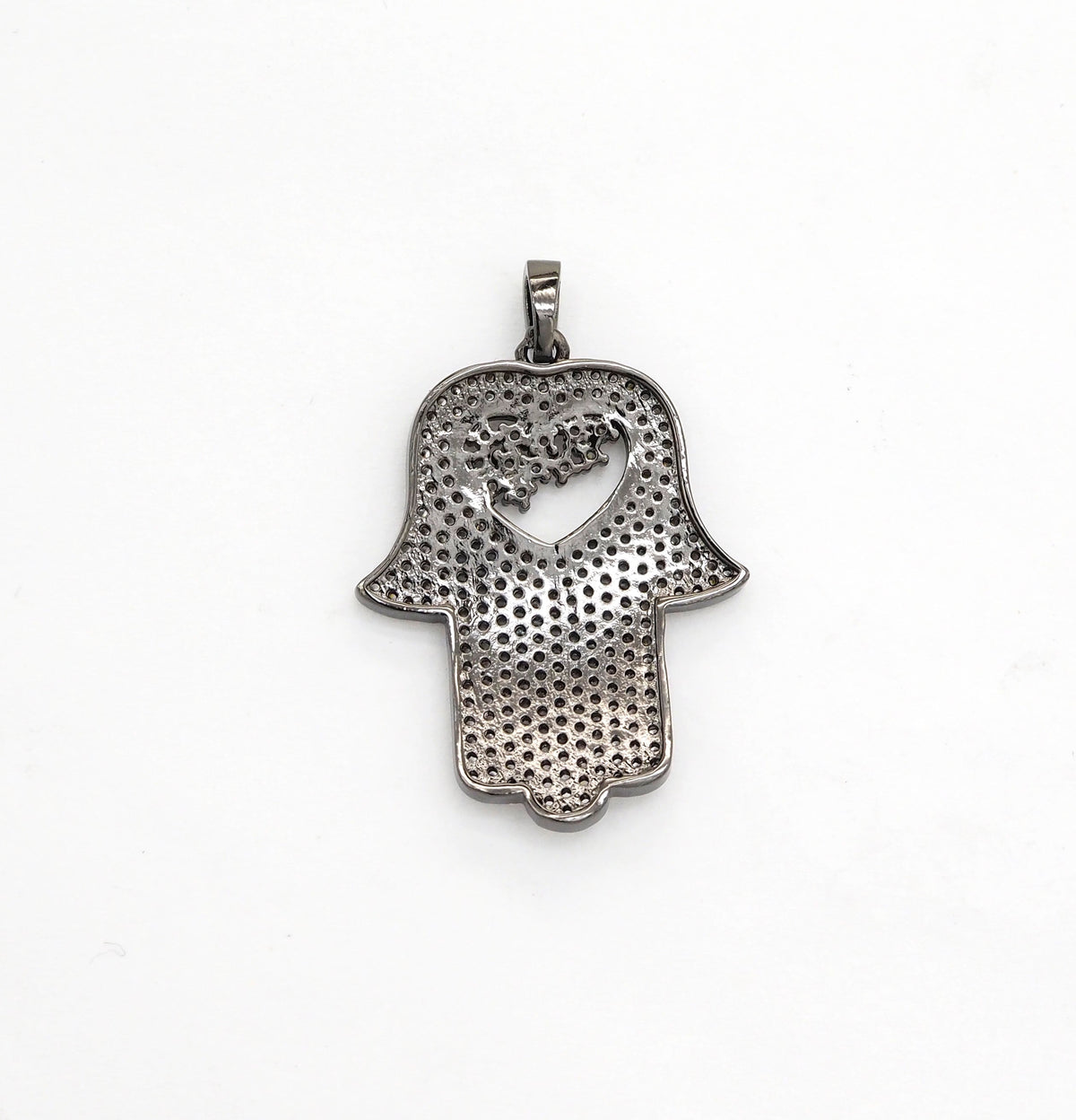 CZ Micro Pave Hamsa Hand with Heart Pendant, Cubic Zirconia Large Hamsa hand Pendant, Gold/Silver/Black/Rose Gold 27x35mm,SKU#F521