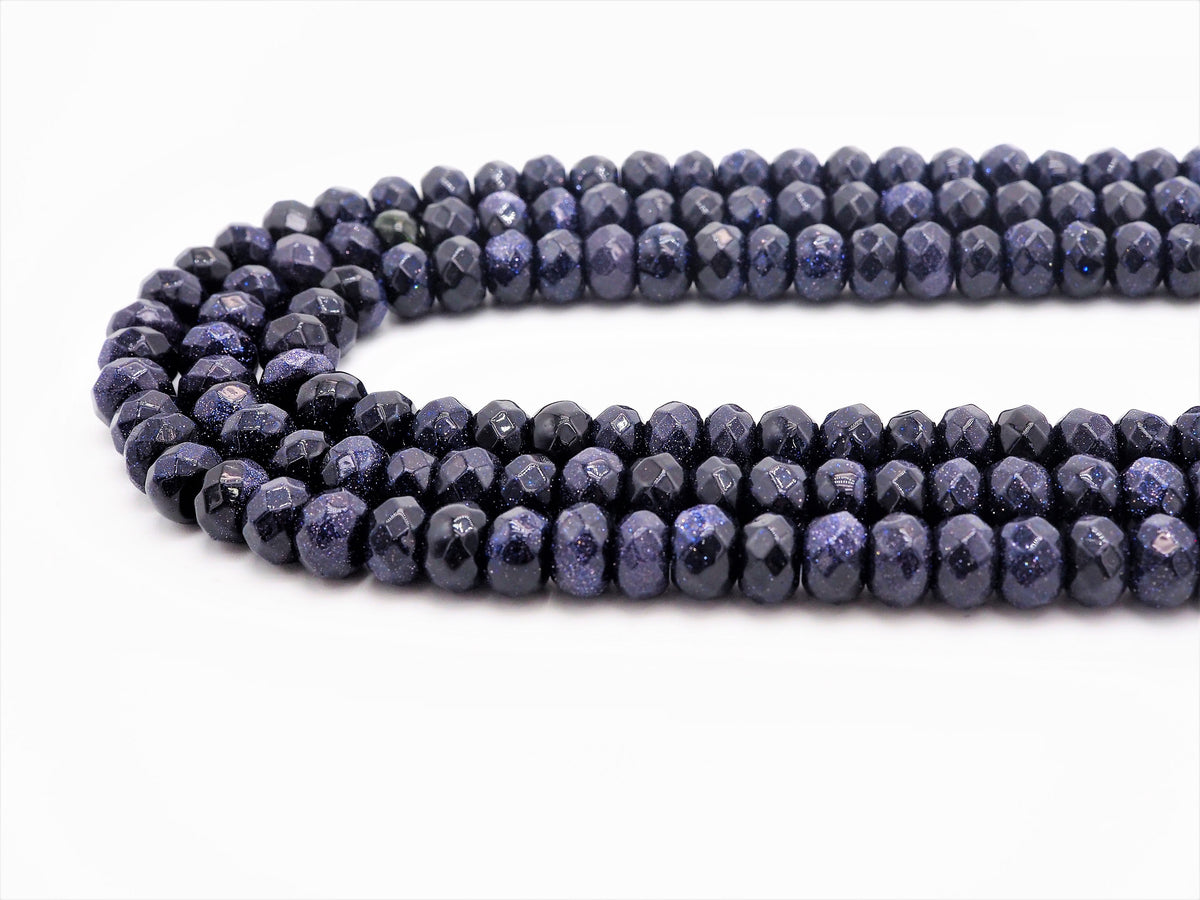 Natural Faceted Blue Goldstone beads, 2x4/4x6/5x8mm Natural Blue Gemstone beads, Natural Goldstone Beads, 15.5inch strand, SKU#U261