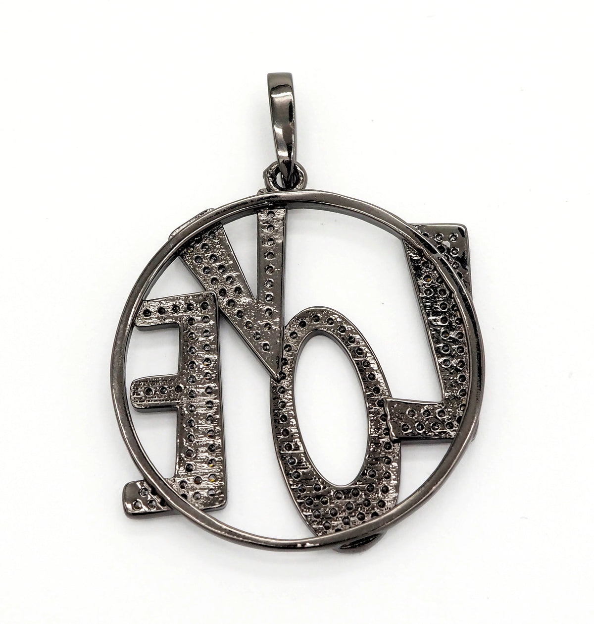 CZ Micro Pave Large LOVE Round Pendant with bail,35x39mm, Cubic Zirconia Love Pave Pendant Beads, Pave Pendant, SKU#F514