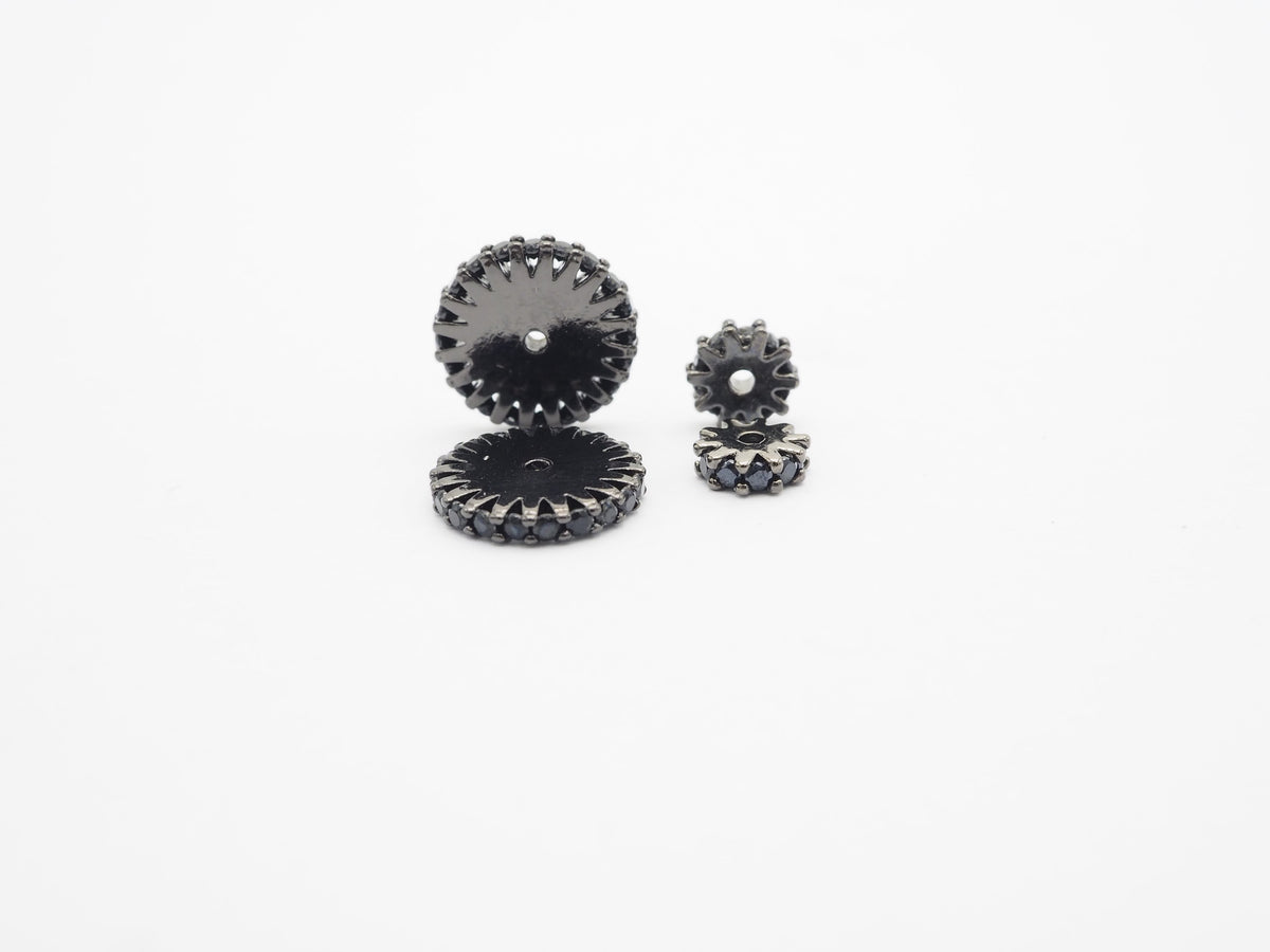 Black CZ Micro Pave On Black Flower Wheel Spacer Beads, Cubic Zirconia Coin Spacer Beads, Micro Pave Beads,6/8/10/12mm, sku#C73