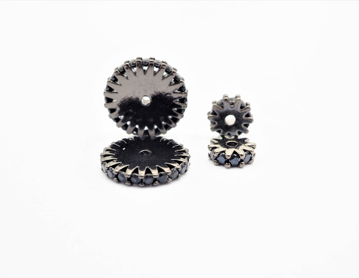 Black CZ Micro Pave On Black Flower Wheel Spacer Beads, Cubic Zirconia Coin Spacer Beads, Micro Pave Beads,6/8/10/12mm, sku#C73