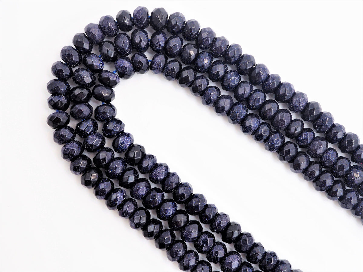 Natural Faceted Blue Goldstone beads, 2x4/4x6/5x8mm Natural Blue Gemstone beads, Natural Goldstone Beads, 15.5inch strand, SKU#U261