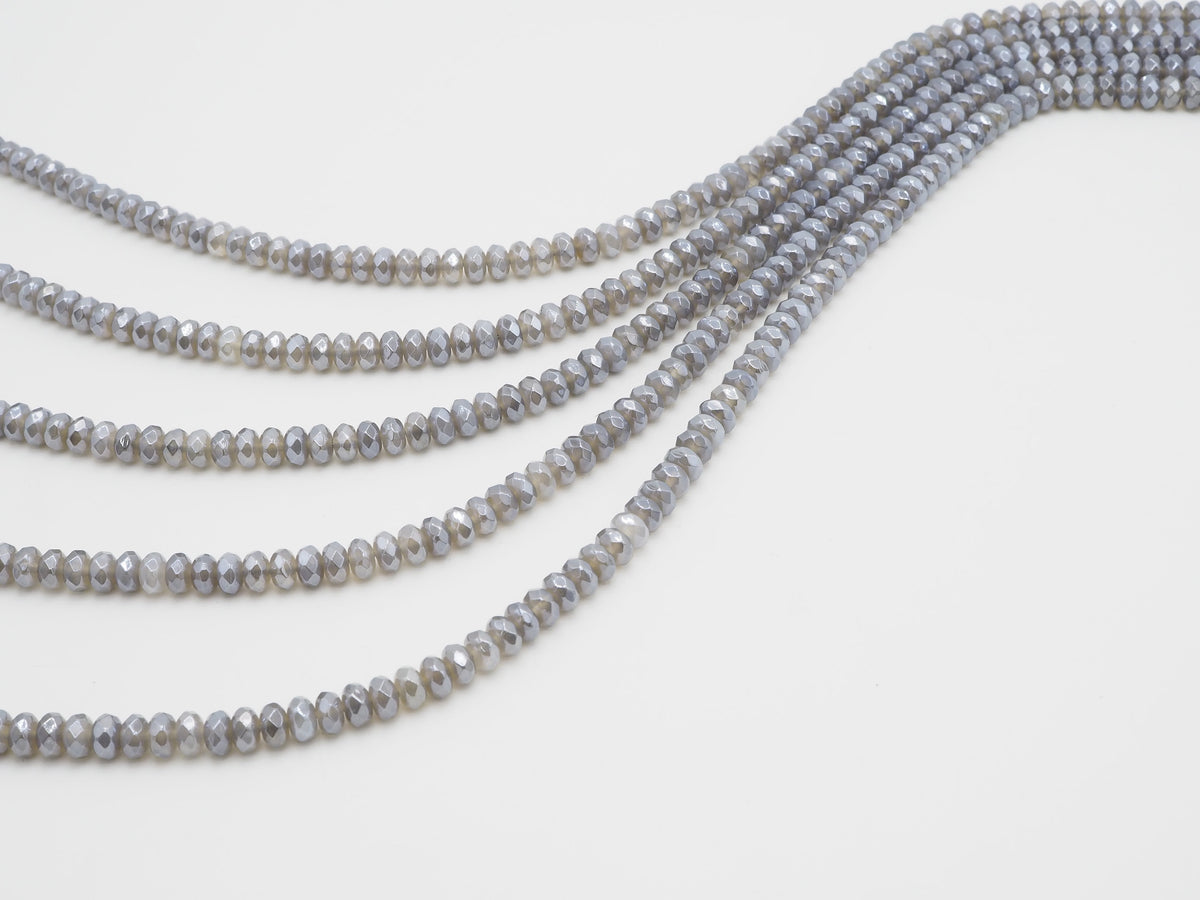 Mystic Coated Natural Gray Agate beads, Rondelle Faceted Beads, 5x8/6x10mm Gemstone Beads, Plated Agate, 16 inch FULL strand, SKU#U278
