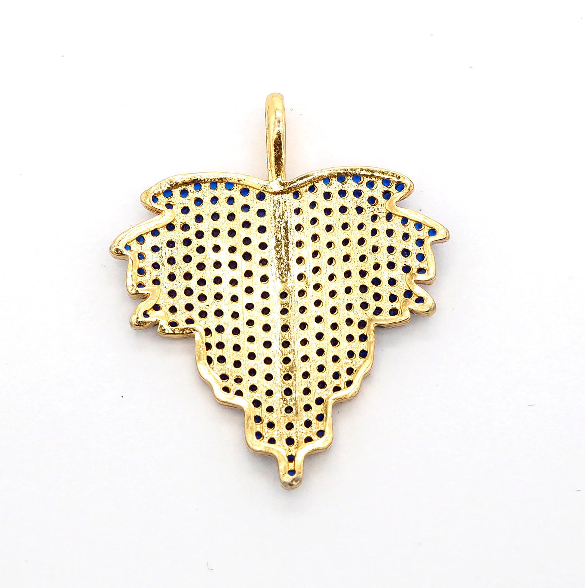 CZ Micro Pave Leaf Pendant/Charm, Cubic Zirconia Turquoise Blue Fuchsia Black Green Leaf Pave Pendant,31x36mm, sku#F508