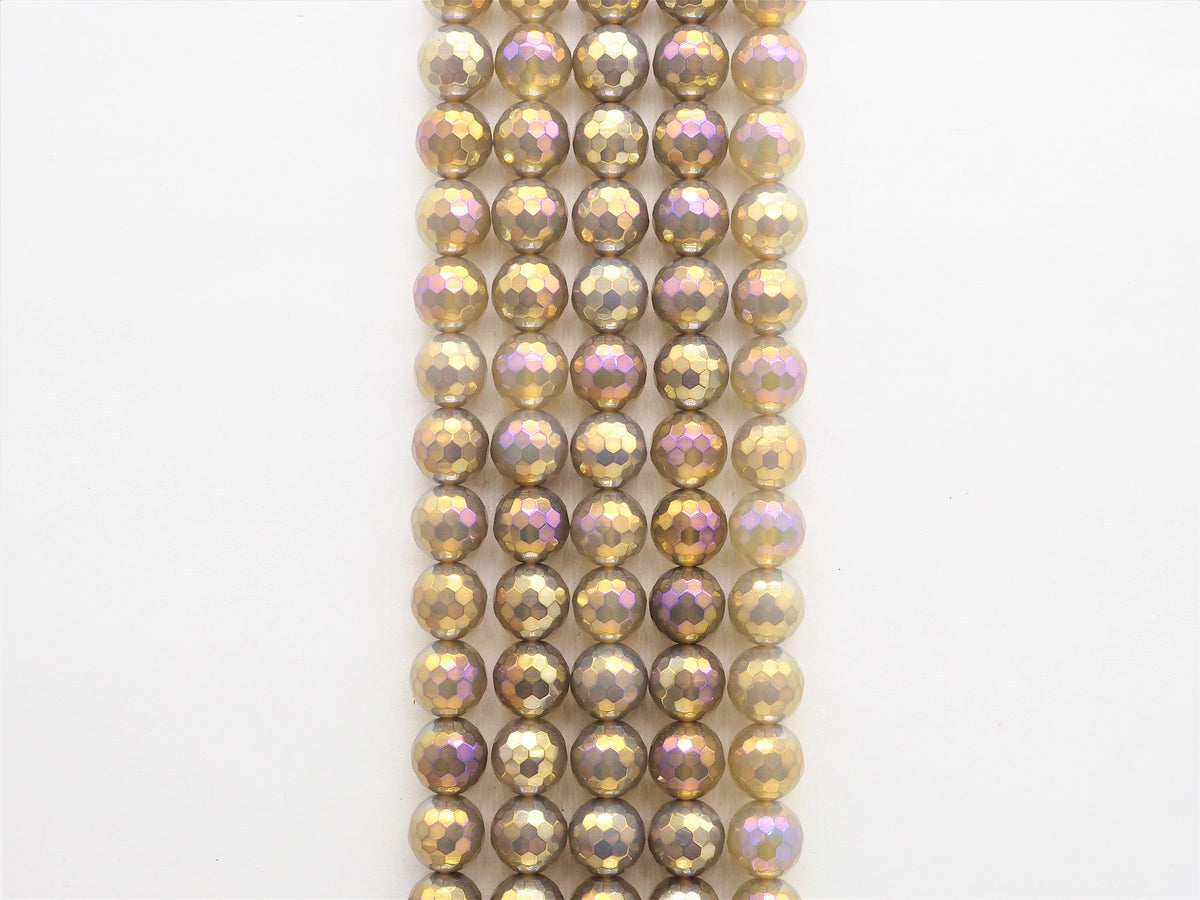 Mystic Plated Faceted Agate Beads,6mm/8mm/10mm, Multicolor Plated Gray Agate Beads,15.5" Full Strand, SKU#U303c