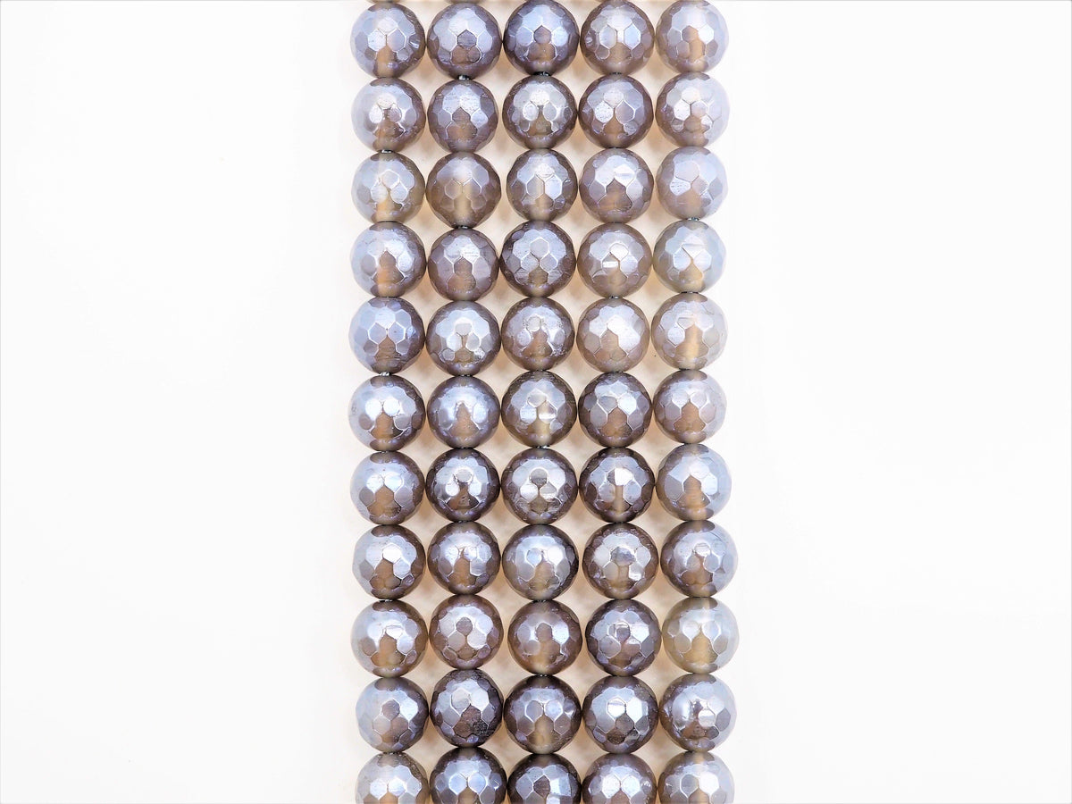 Mystic Plated Natural Faceted Gray Agate beads, 6mm/8mm/10mm/12mm Gray Gemstone beads, Natural Agate Beads, 15.5inch strand, SKU#U263