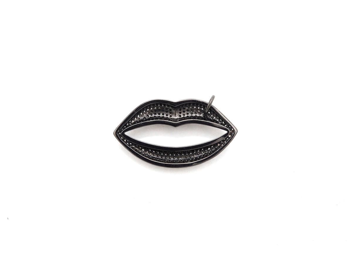 CZ Micro Pave Large Lip Pendant/Charm,Cubic Zirconia Paved Charm/Focal, Necklace Bracelet Charm Pendant, 36x20mm,sku#F522/F531