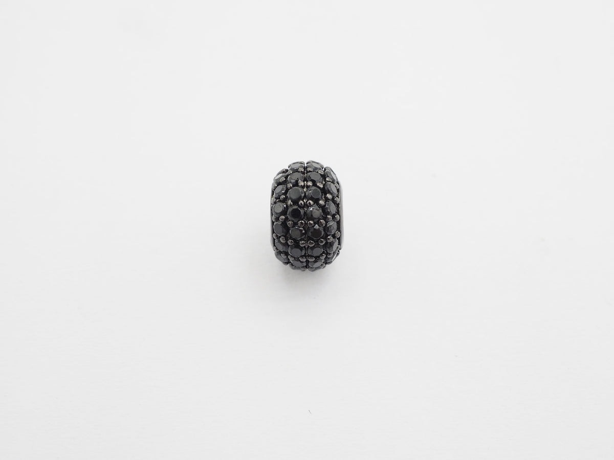Black CZ Pave On Black Rondelle Big Hole Spacer Beads, Cubic Zirconia Rondelle Spacer Beads, Pave Beads,6x8/6x10mm, sku#C75