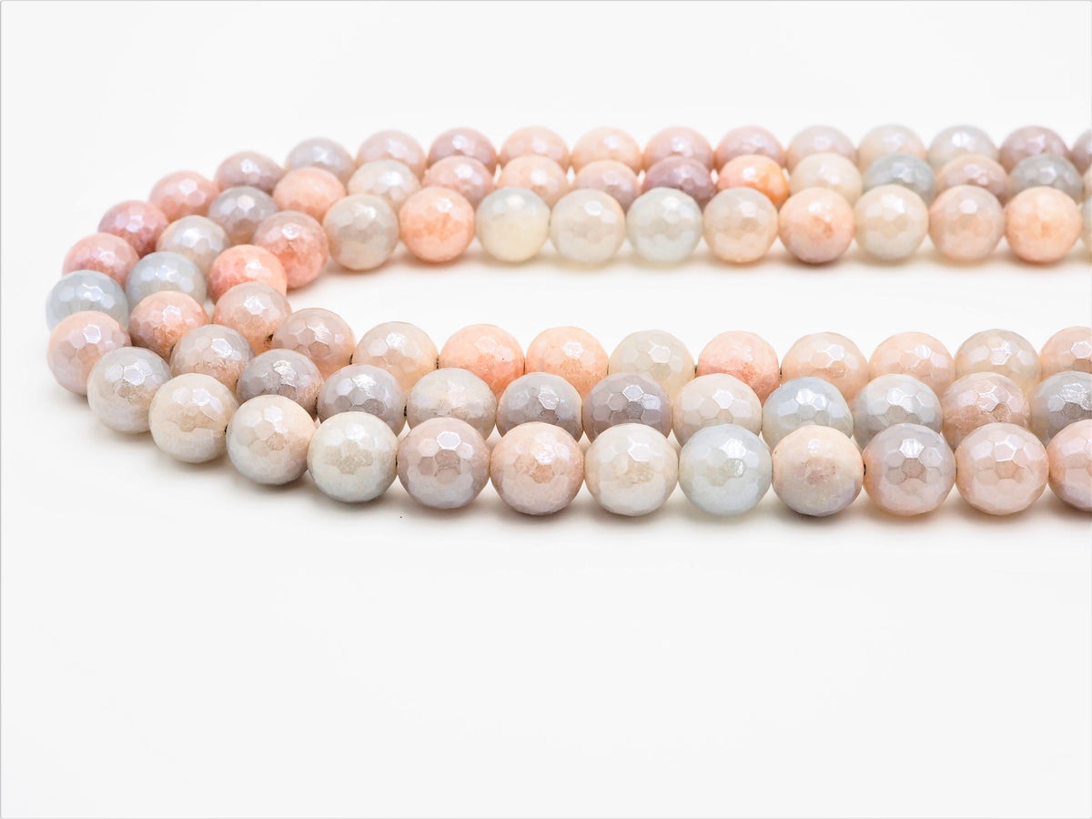 Mystic Plated Pink Faceted Aventurine Beads,6mm/8mm/10mm/12mm,Pink Gray Aventurine Beads,15.5" Full Strand, SKU#U301