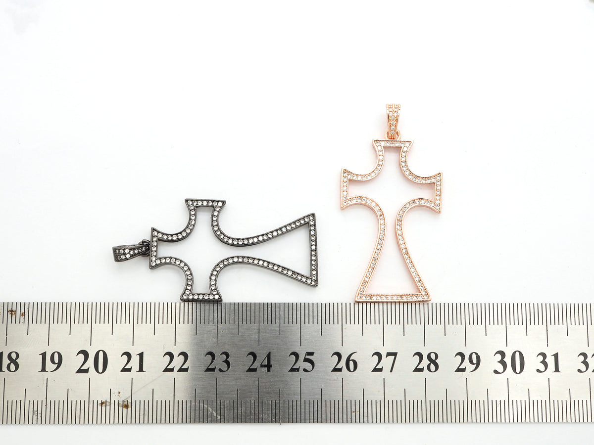 CZ Micro Pave Large Cross Pendant/Focal, Cubic Zirconia Paved Charm, Necklace Bracelet Charm Pendant, 25x44mm,sku#F523