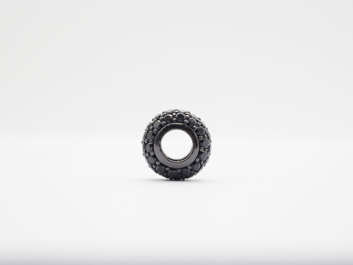 Black CZ Pave On Black Rondelle Big Hole Spacer Beads, Cubic Zirconia Rondelle Spacer Beads, Pave Beads,6x8/6x10mm, sku#C75