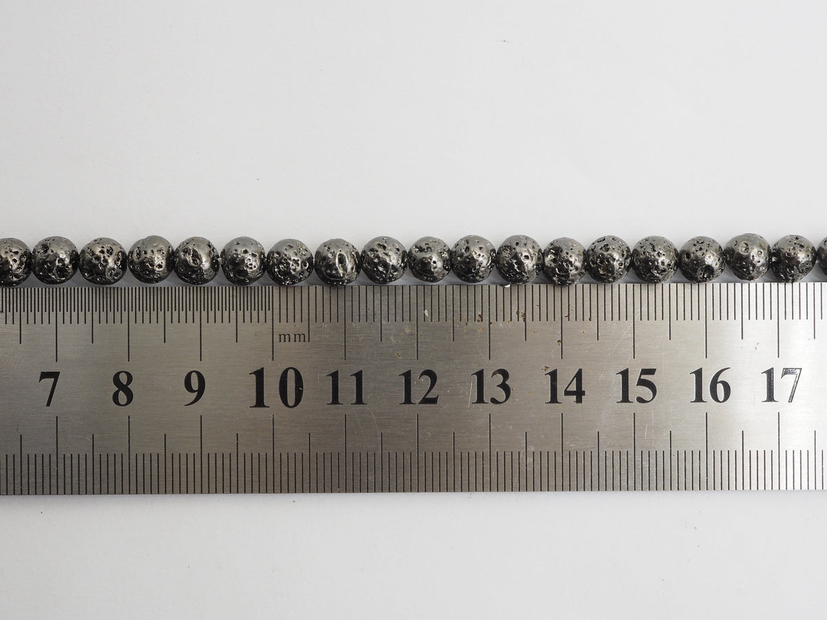 Wholesale Hematite Plated Lava Round Beads, 4mm/6mm/8mm/10mm/12mm Black Gemstone Beads, Wholesale Gemstone beads, 15.5" Full Strand,SKU#S112