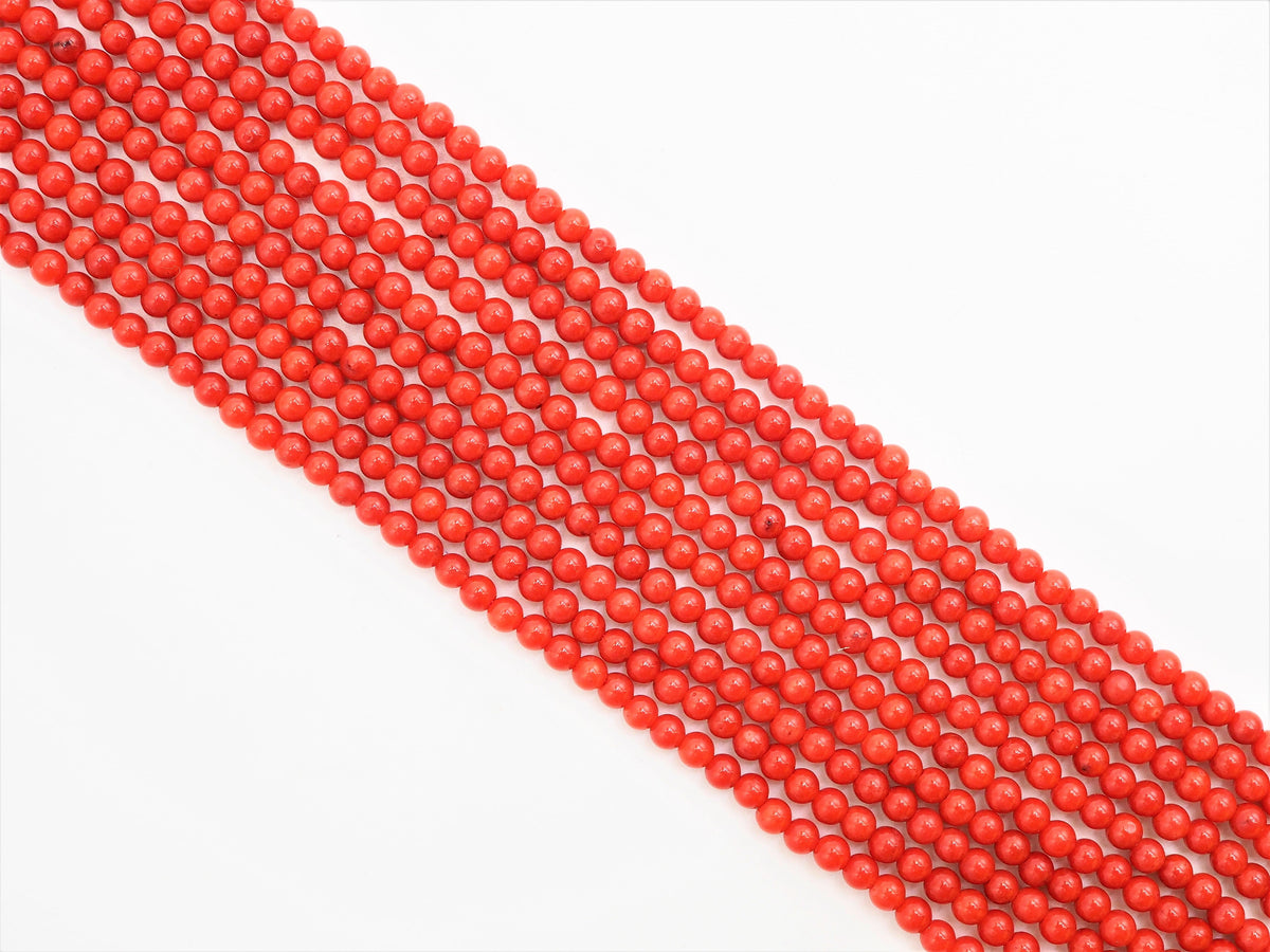 Smooth Round Dyed Orange Red Coral beads, 2mm/3mm/4mm Red Gemstone beads, Red Coral beads, 15.5inch strand, SKU#U280