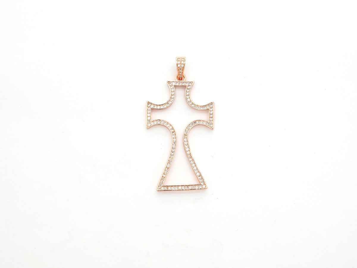 CZ Micro Pave Large Cross Pendant/Focal, Cubic Zirconia Paved Charm, Necklace Bracelet Charm Pendant, 25x44mm,sku#F523