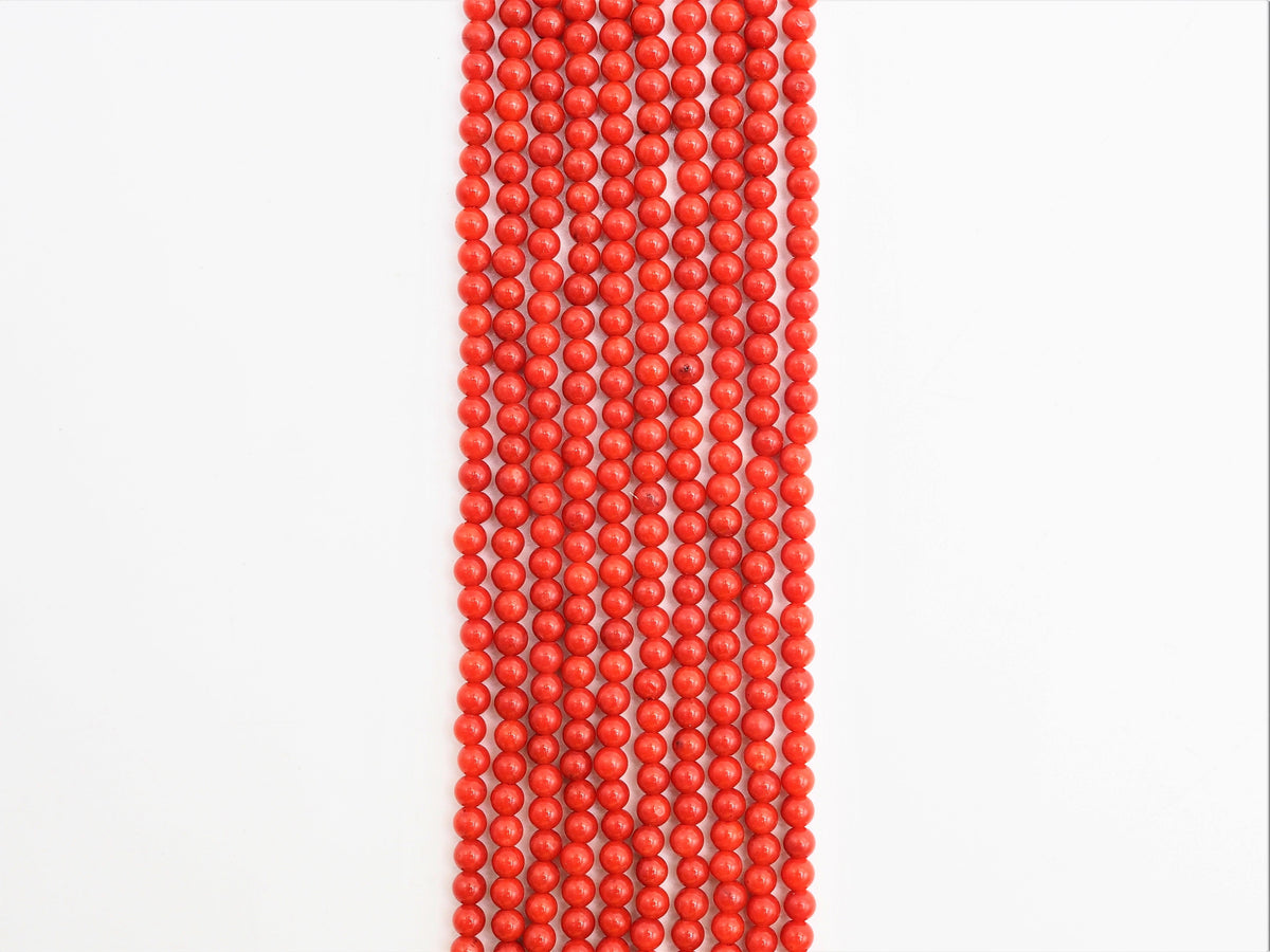 Smooth Round Dyed Orange Red Coral beads, 2mm/3mm/4mm Red Gemstone beads, Red Coral beads, 15.5inch strand, SKU#U280