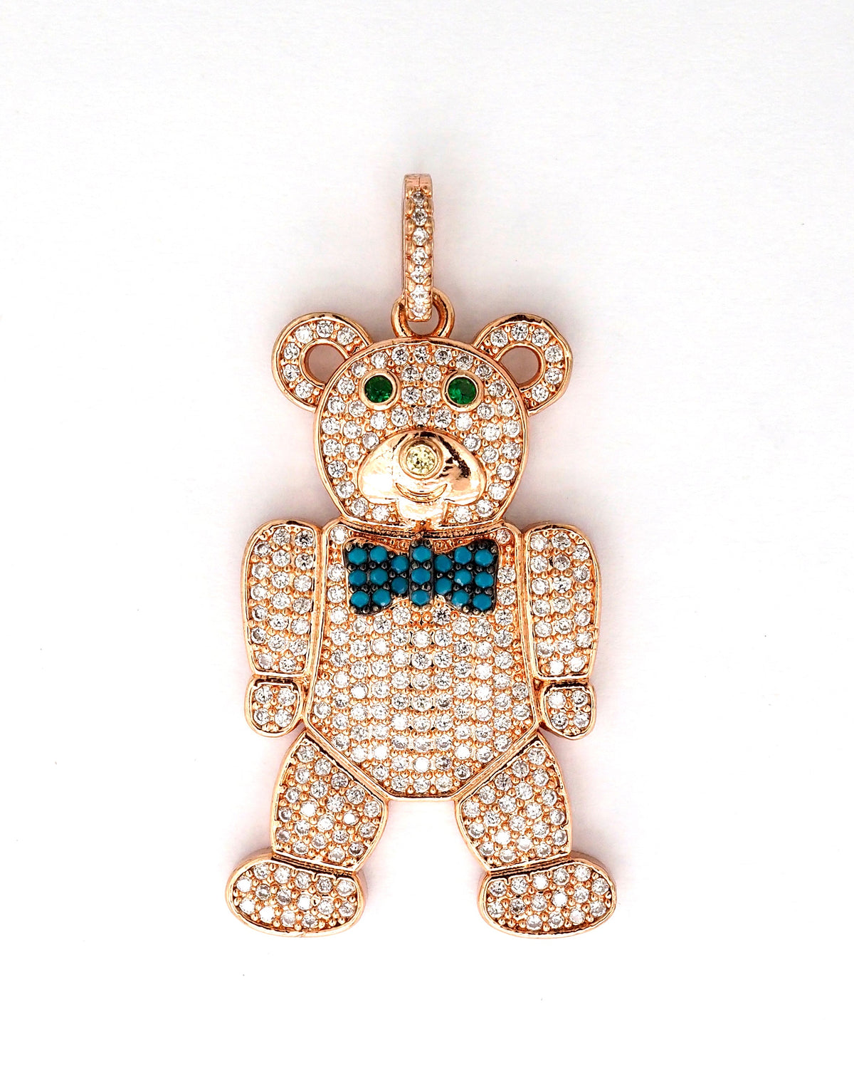CZ Micro Pave Teddy Bear Pendant/Charm, Cubic Zirconia Focal Bear Pendant, Gold/Silver/Rose Gold/Black, 40mm, SKU#F516