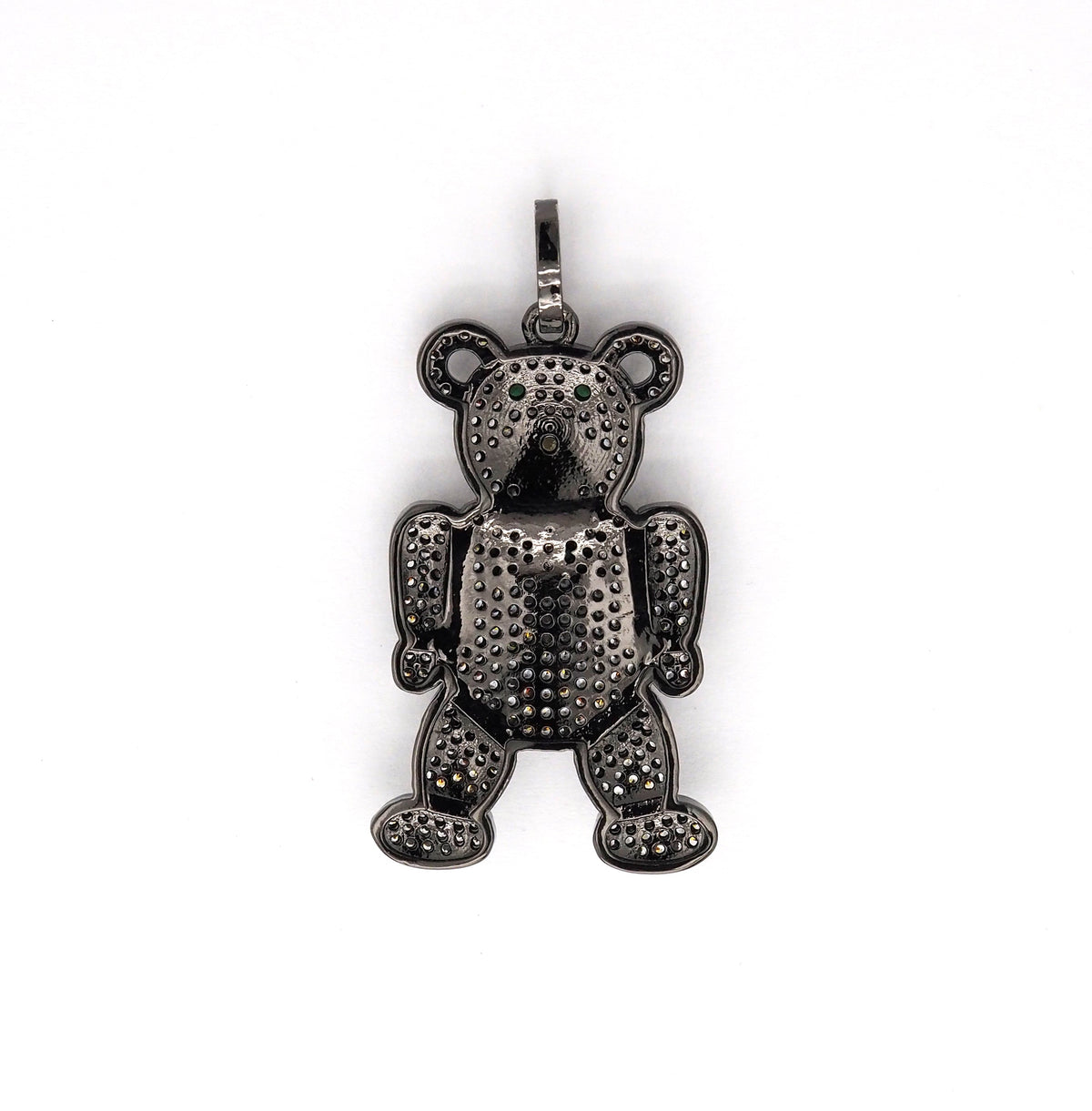 CZ Micro Pave Teddy Bear Pendant/Charm, Cubic Zirconia Focal Bear Pendant, Gold/Silver/Rose Gold/Black, 40mm, SKU#F516
