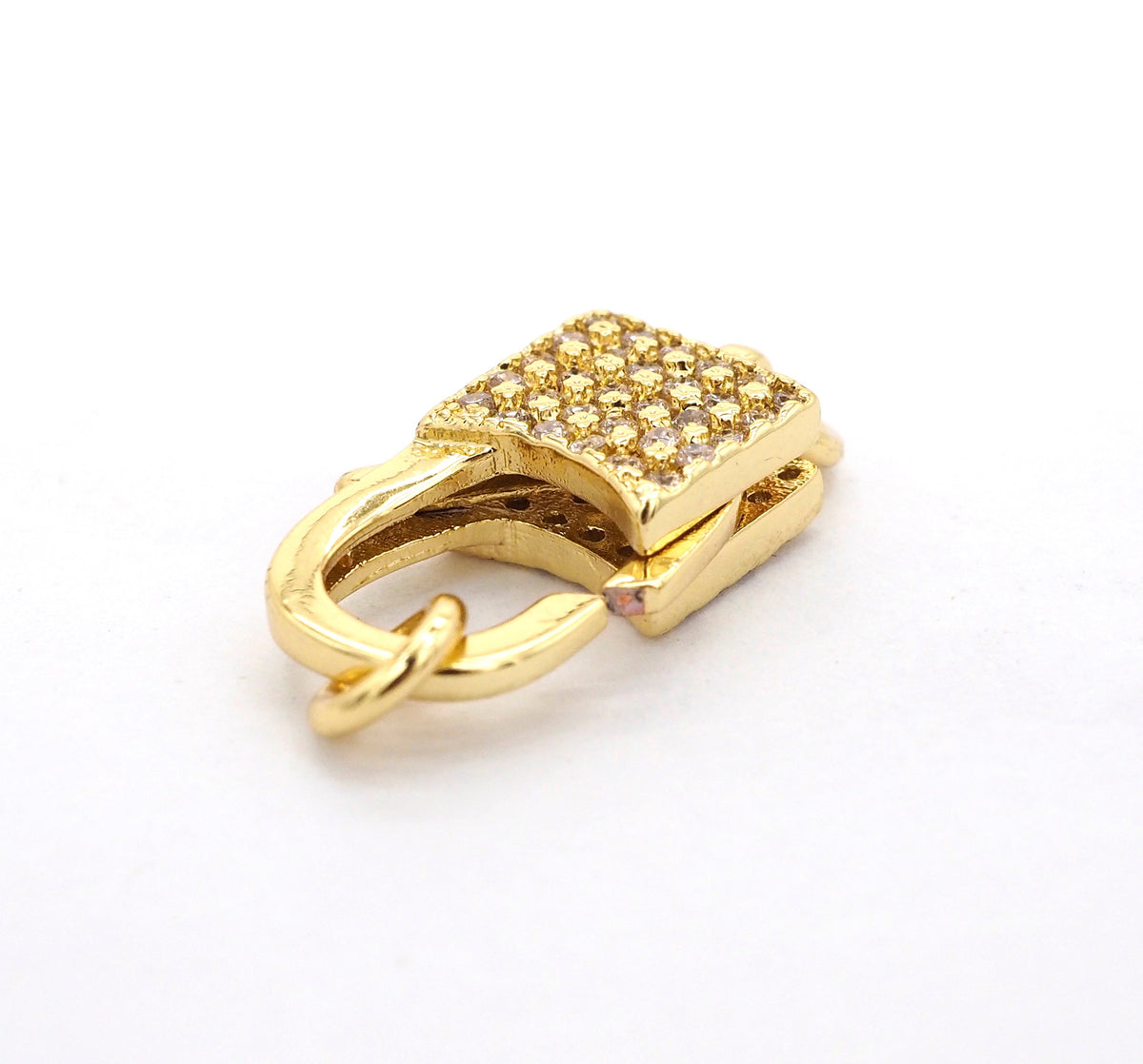 CZ Micro Pave Square Lock Lobster Claw Clasp, Cubic Zirconia Clasp/Link Connector, 18x8mm, sku#H126