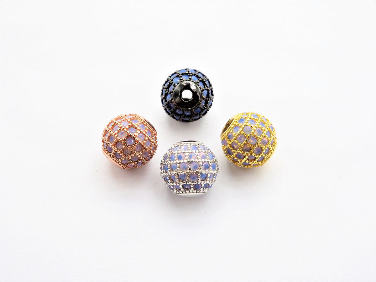 CZ Micro Pave white Opal Round Ball Bead, Cubic Zirconia Pave Beads,  Pave Shamballa Ball beads, CZ Space Beads 8mm/10mm,sku#G409