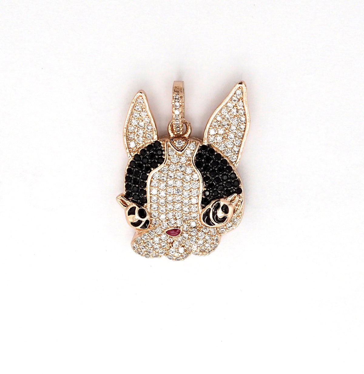 CZ Micro Pave Bunny Rabbit Head Charm Pendant, Cubic Zirconia Pendant, Gold/Silver/Rose Gold/Black, 28x20mm, SKU#F517