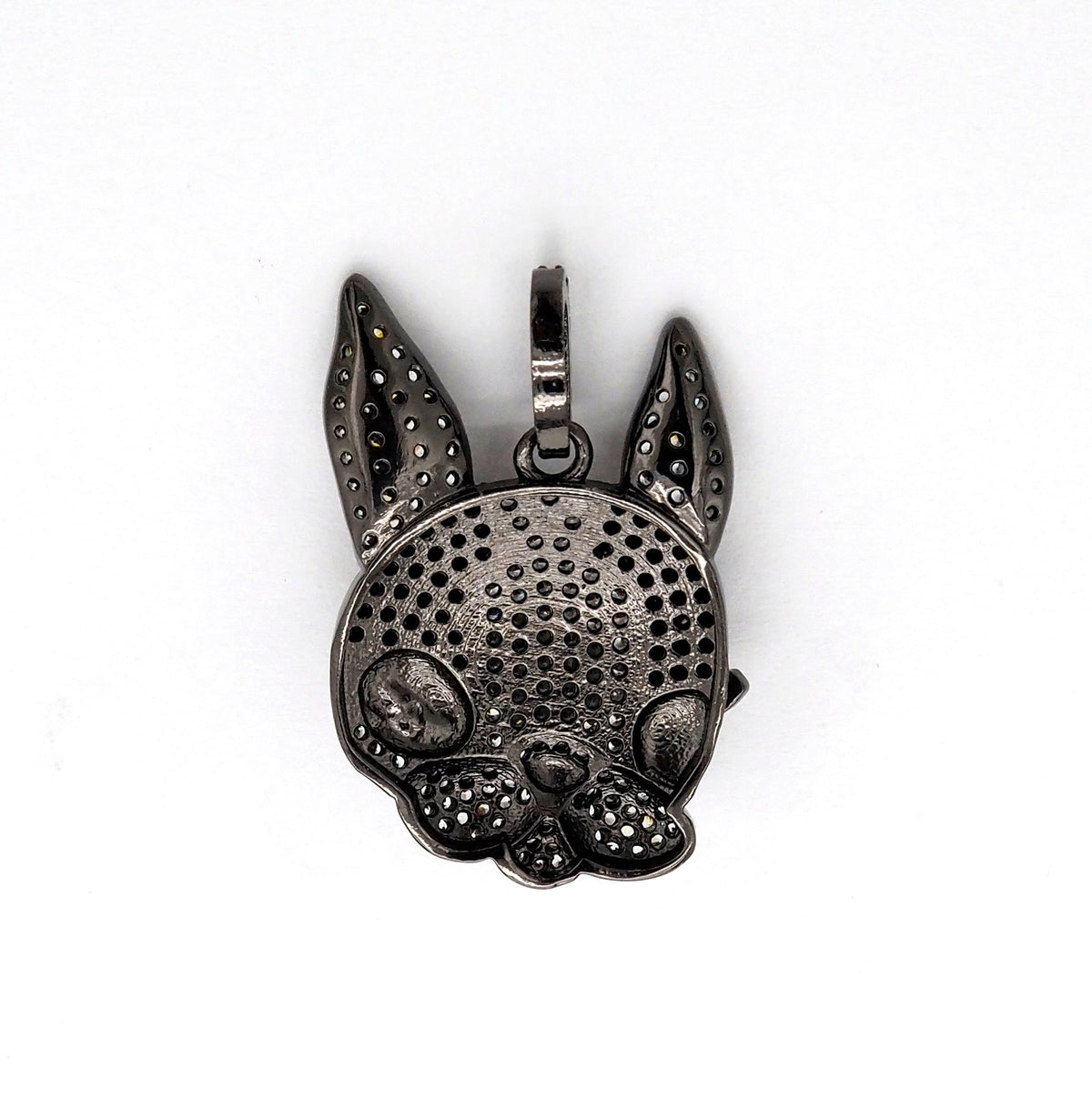 CZ Micro Pave Bunny Rabbit Head Charm Pendant, Cubic Zirconia Pendant, Gold/Silver/Rose Gold/Black, 28x20mm, SKU#F517