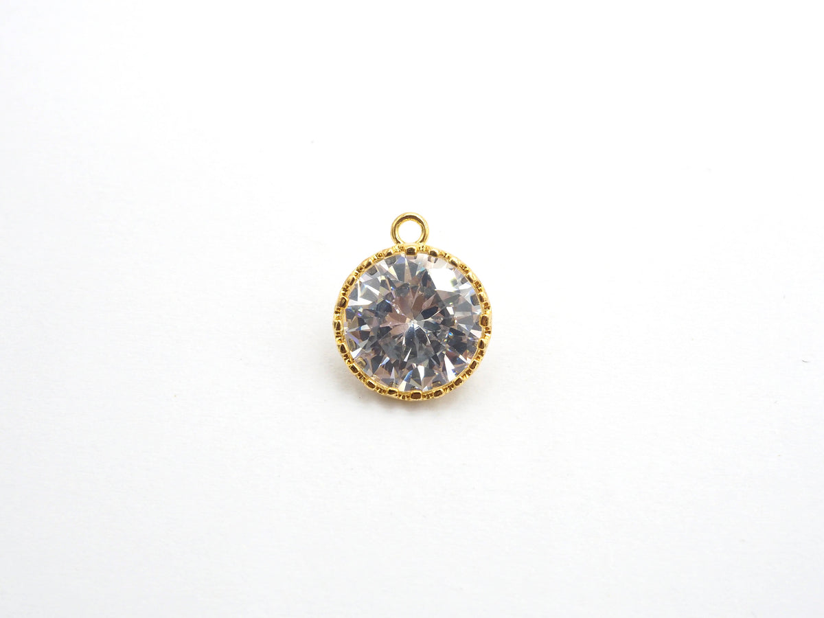 14mm Micro Pave Round Shaped Pendant with Big Clear CZ, Black/Gold/Silver/Rose gold, Bridal Jewelry Charms, Wedding Jewelry Findings,sku#B85