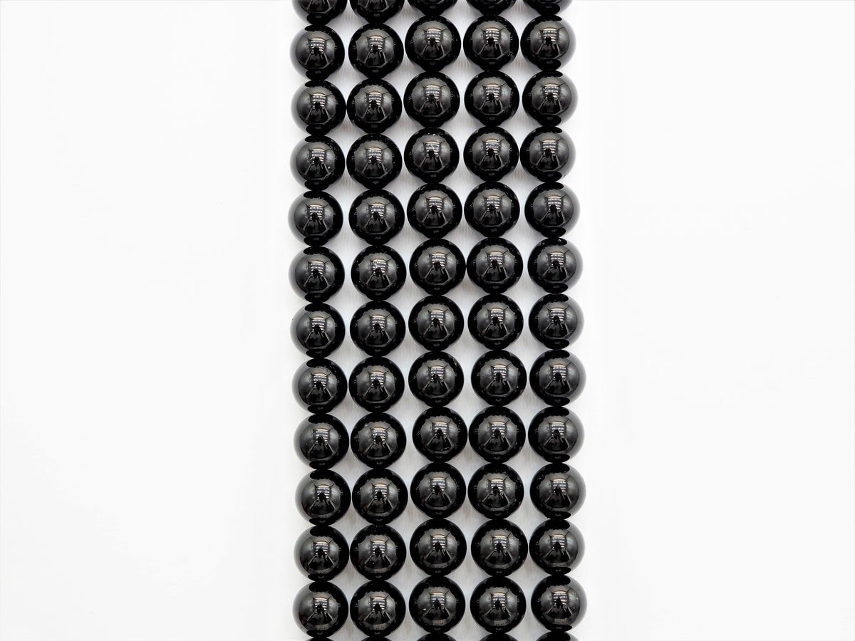 Quality Natural Black Tourmaline Round Smooth Beads,  SKU#U310