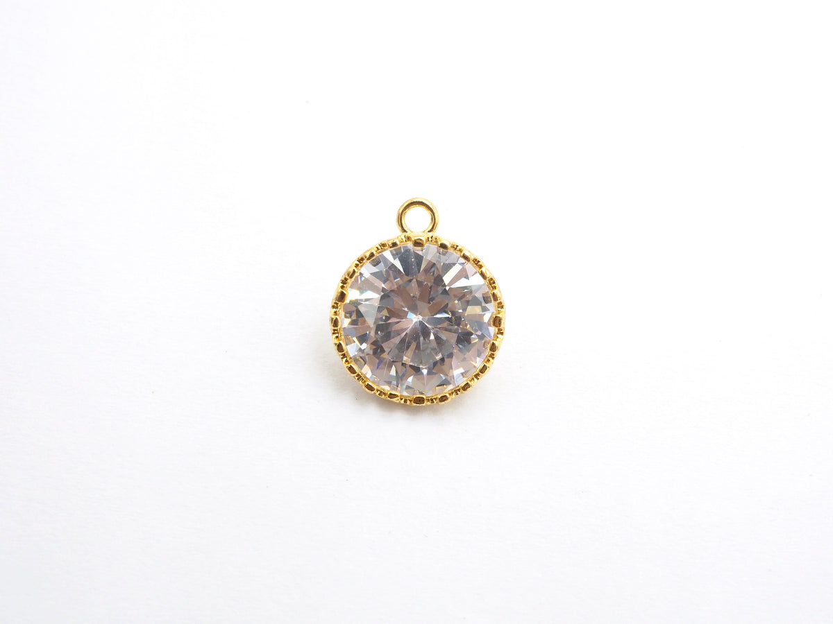 14mm Micro Pave Round Shaped Pendant with Big Clear CZ, Black/Gold/Silver/Rose gold, Bridal Jewelry Charms, Wedding Jewelry Findings,sku#B85