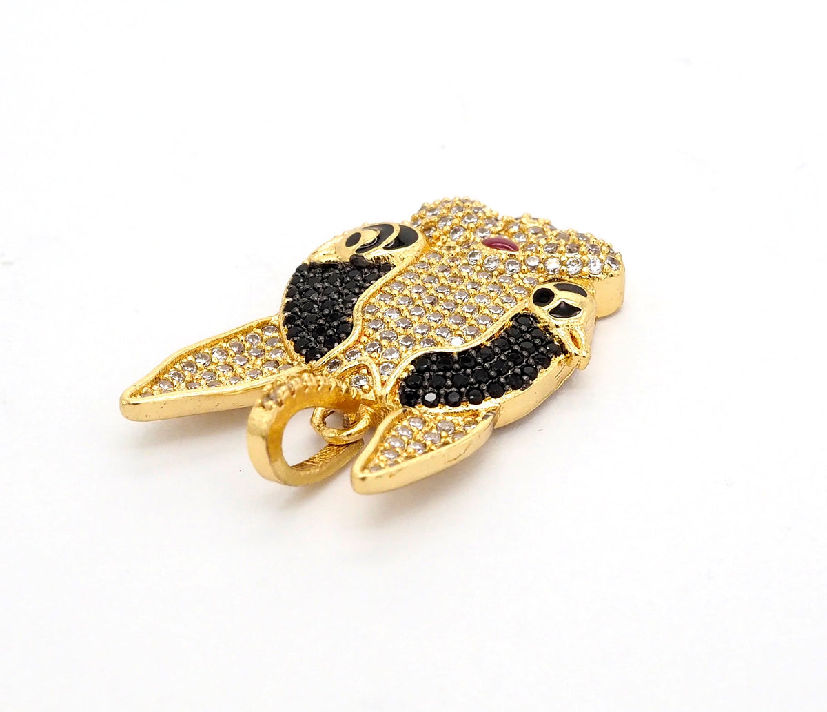 CZ Micro Pave Bunny Rabbit Head Charm Pendant, Cubic Zirconia Pendant, Gold/Silver/Rose Gold/Black, 28x20mm, SKU#F517