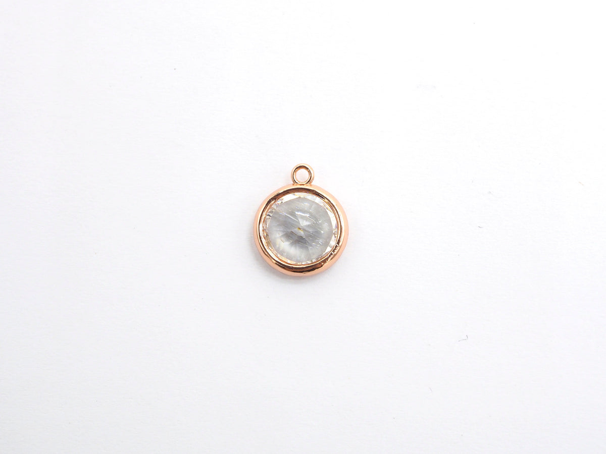 14mm Micro Pave Round Shaped Pendant with Big Clear CZ, Black/Gold/Silver/Rose gold, Bridal Jewelry Charms, Wedding Jewelry Findings,sku#B85