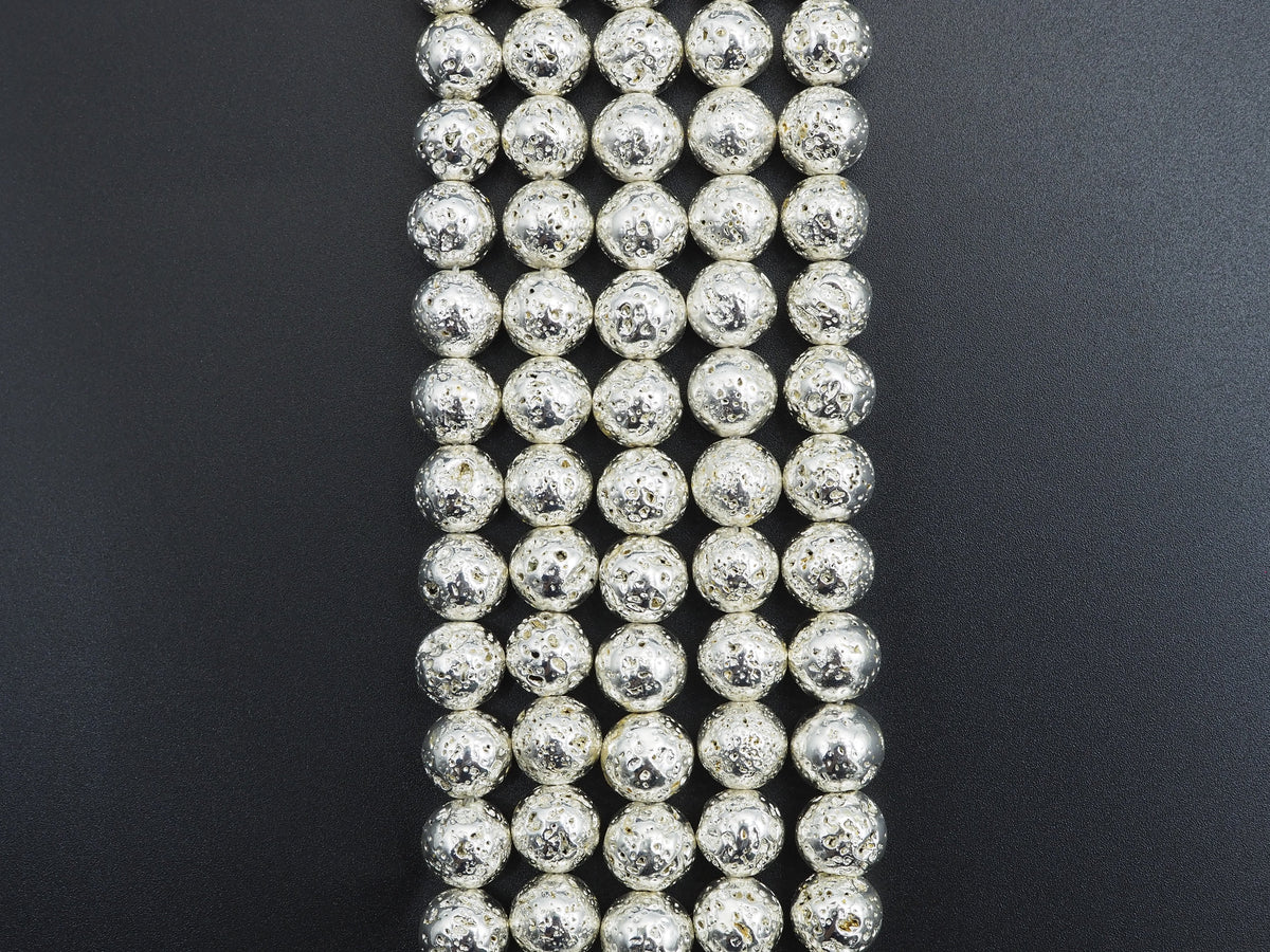 NEW!!! Silver Plated Lava Round Beads, 4mm/6mm/8mm/10mm/12mm silver Gemstone Beads,15.5" Full Strand, Wholesale Gemstone Beads,SKU#S109