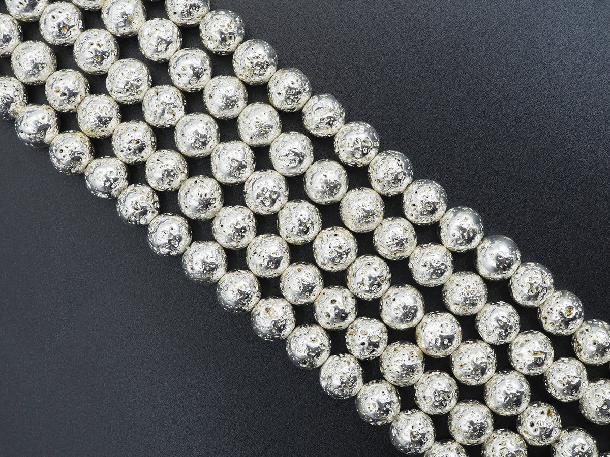 NEW!!! Silver Plated Lava Round Beads, 4mm/6mm/8mm/10mm/12mm silver Gemstone Beads,15.5" Full Strand, Wholesale Gemstone Beads,SKU#S109