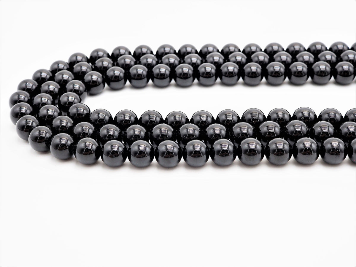 Quality Natural Black Tourmaline Round Smooth Beads,  SKU#U310