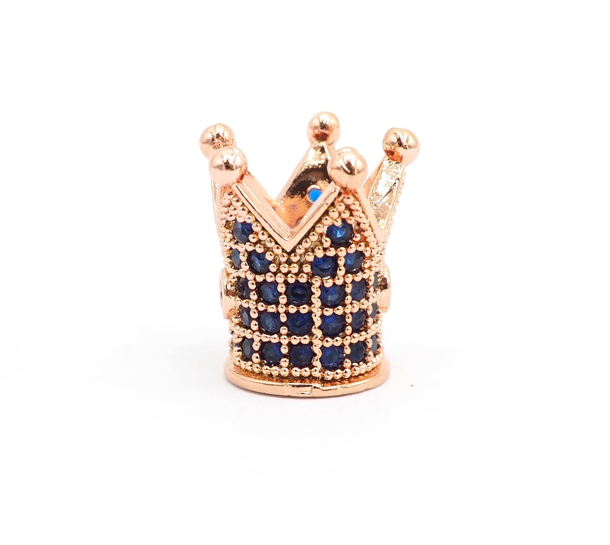 CZ Micro Pave King Crown Spacer Beads, Sapphire Blue Crown Beads,Men's Women's Jewelry Making, 10x8mm, Sku#G411