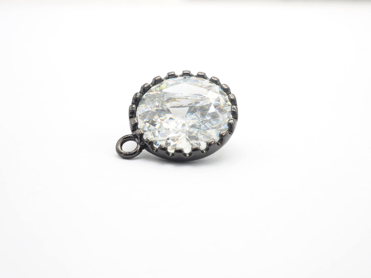 14mm Micro Pave Round Shaped Pendant with Big Clear CZ, Black/Gold/Silver/Rose gold, Bridal Jewelry Charms, Wedding Jewelry Findings,sku#B85