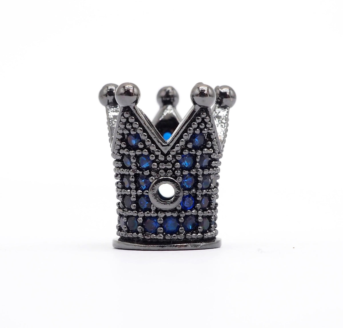 CZ Micro Pave King Crown Spacer Beads, Sapphire Blue Crown Beads,Men's Women's Jewelry Making, 10x8mm, Sku#G411