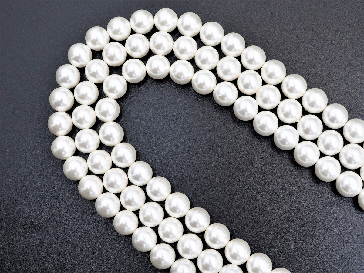 High Quality White Mother of Pearl Round Smooth Beads, Sku#U316