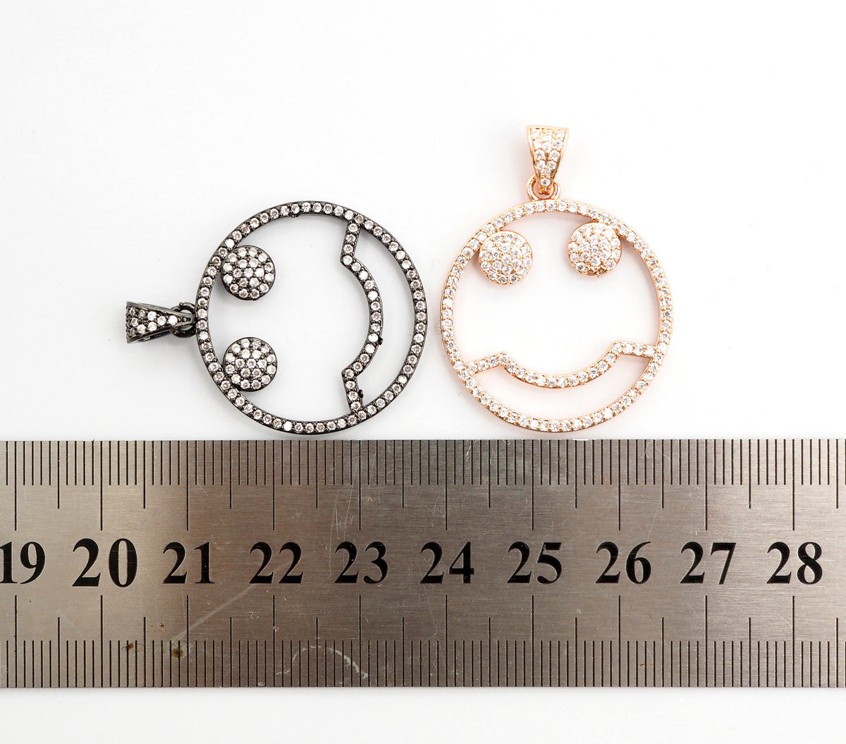 CZ Micro Pave Cute Face Round Pendant with bail, 30x27mm, Cubic Zirconia Round Pave Pendant Charm Beads, Pave Pendant, SKU#F500/F533