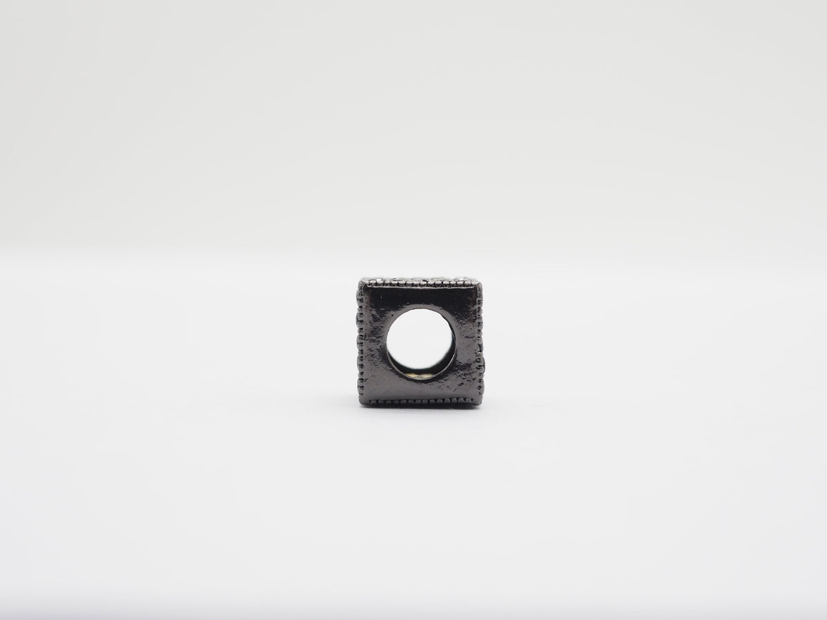 7mm Black CZ Pave On Black Big Hole Cube Spacer Micro Pave Beads, Cubic Zirconia Cube Space Beads, SKU#C77