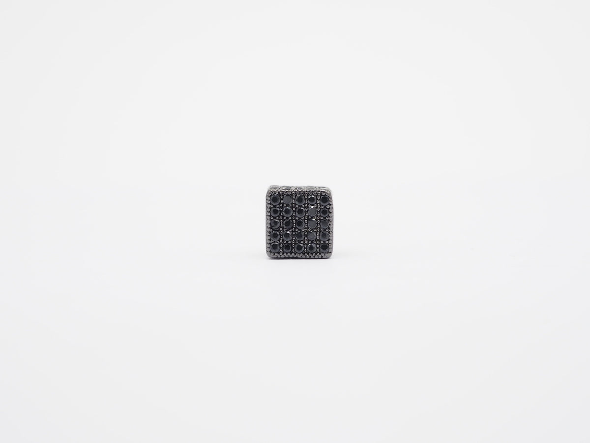 7mm Black CZ Pave On Black Big Hole Cube Spacer Micro Pave Beads, Cubic Zirconia Cube Space Beads, SKU#C77