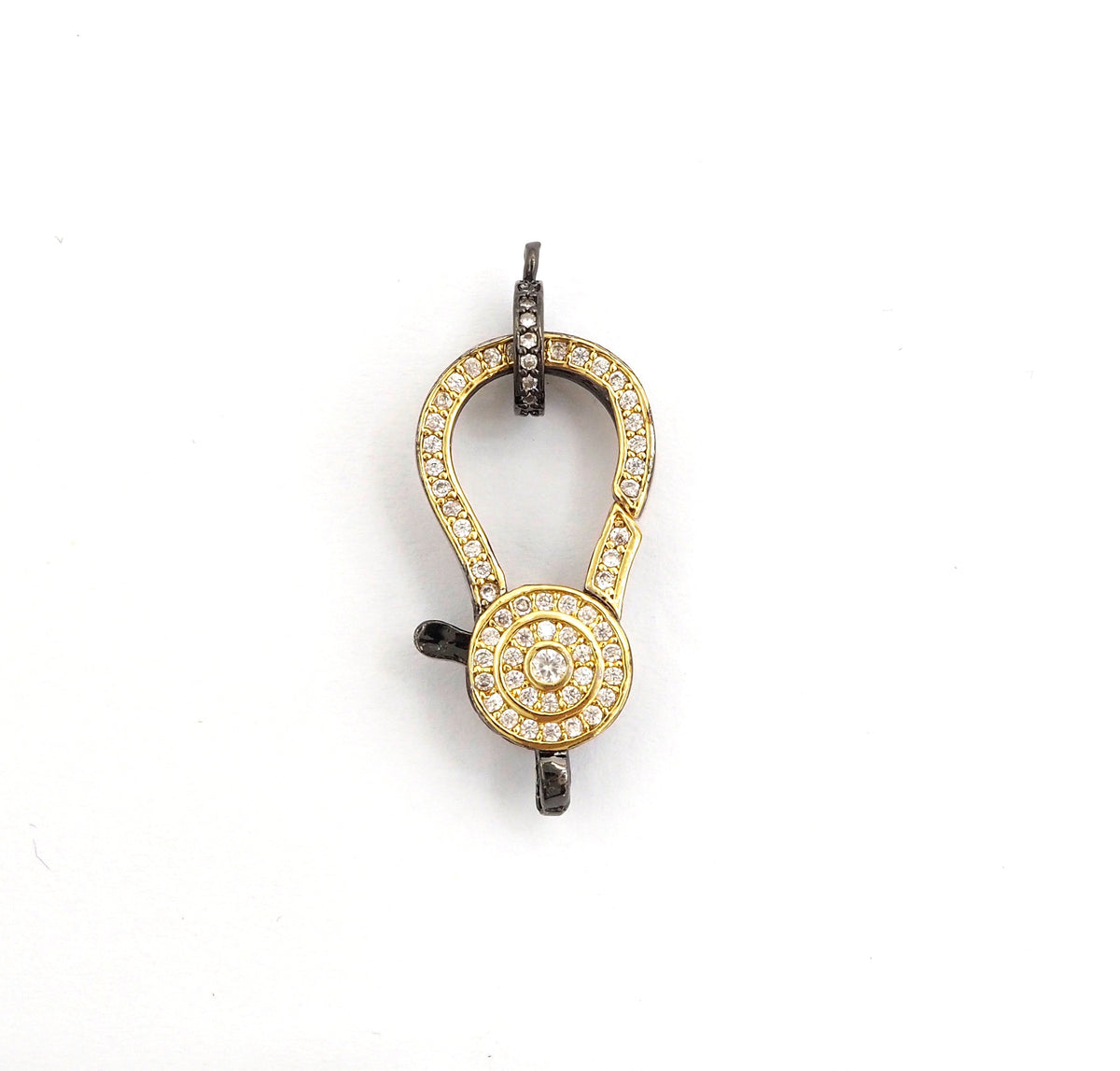 CZ Micro Pave Dual Color Lobster Claw Clasp/Link Connector, Pave Claw Clasp, Micro Pave Clasp, 14x27mm sku#H128