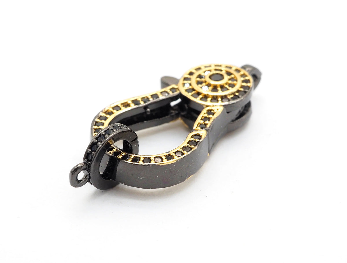 CZ Micro Pave Dual Color Lobster Claw Clasp/Link Connector, Pave Claw Clasp, Micro Pave Clasp, 14x27mm sku#H128