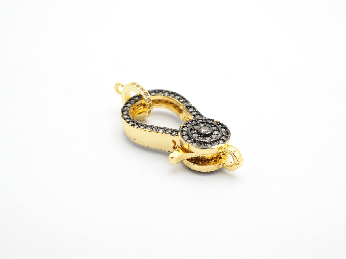 CZ Micro Pave Dual Color Lobster Claw Clasp/Link Connector, Pave Claw Clasp, Micro Pave Clasp, 14x27mm sku#H128