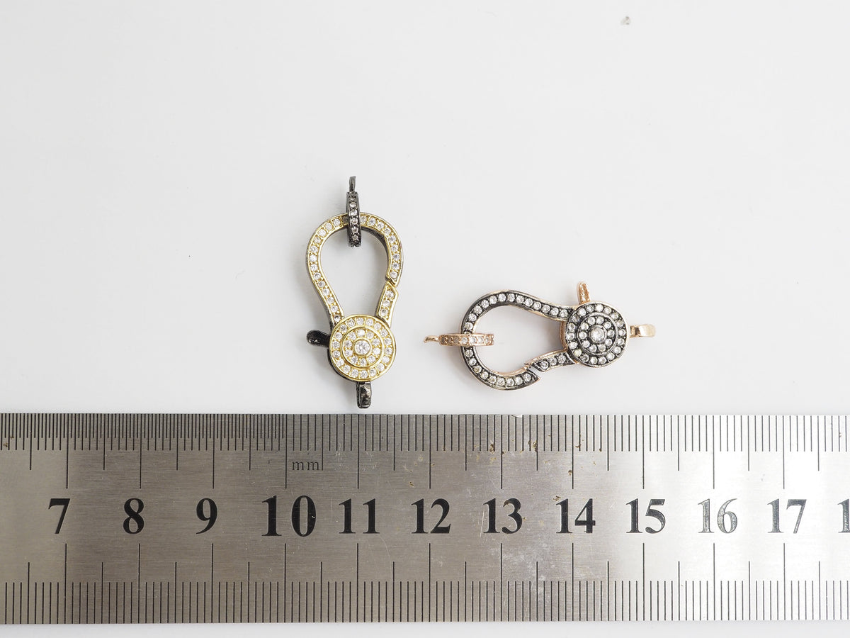 CZ Micro Pave Dual Color Lobster Claw Clasp/Link Connector, Pave Claw Clasp, Micro Pave Clasp, 14x27mm sku#H128