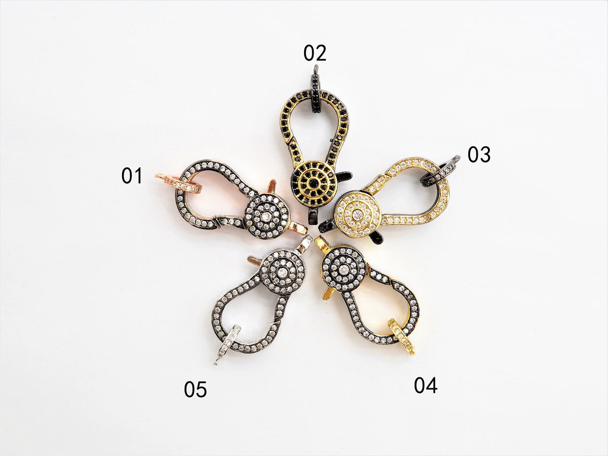 CZ Micro Pave Dual Color Lobster Claw Clasp/Link Connector, Pave Claw Clasp, Micro Pave Clasp, 14x27mm sku#H128