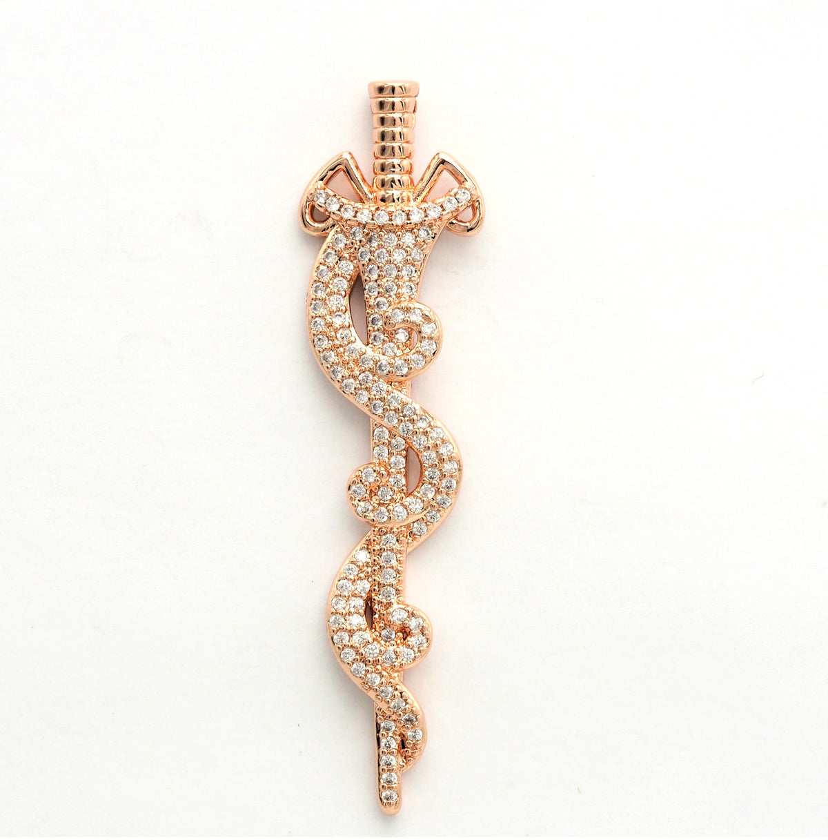 CZ Micro Pave Animal Inspired Sword Pendant, Cubic Zirconia Sword Large Pendant/Charm 13x50mm,sku#F551